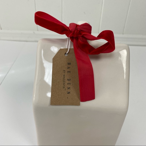 NWT Rae Dunn Artisan Collection Cream Ceramic Peace Bird House Red Bow & Tag - Picture 10 of 12